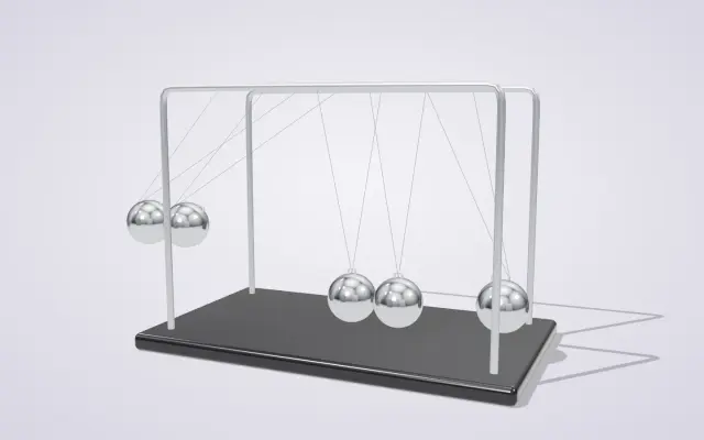 Newton's Cradle — Physically Simulated Desk Toy design preview