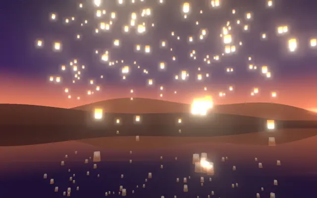 Sky Lanterns — Lanterns Rising Over a Lake design preview