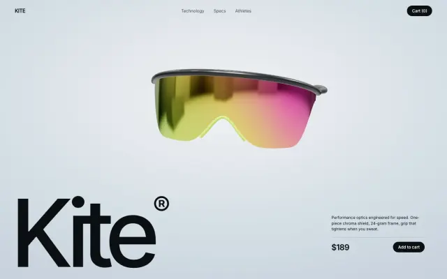 Sport Shades — 3D Eyewear Product Landing Page design preview