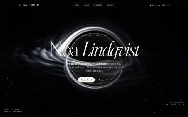 Vortex Portfolio — 3D Designer Portfolio Landing Page design preview