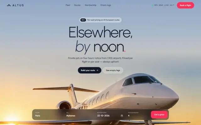Altus — Private Jet Charter design preview