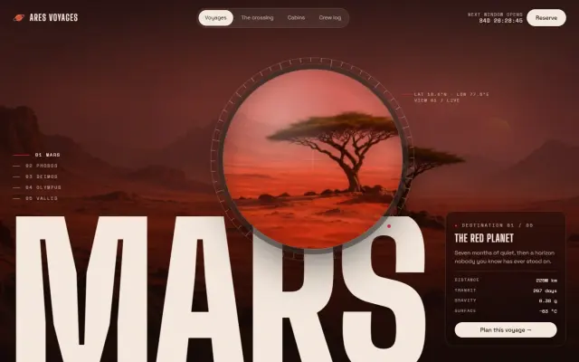 Ares Voyages — Expeditions to Mars design preview