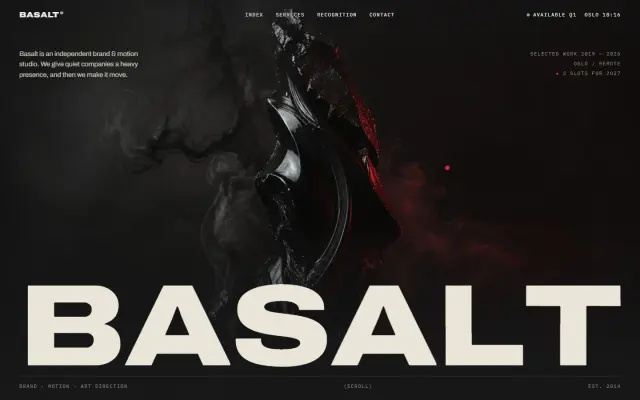 Basalt Studio — A Brand & Motion Studio design preview