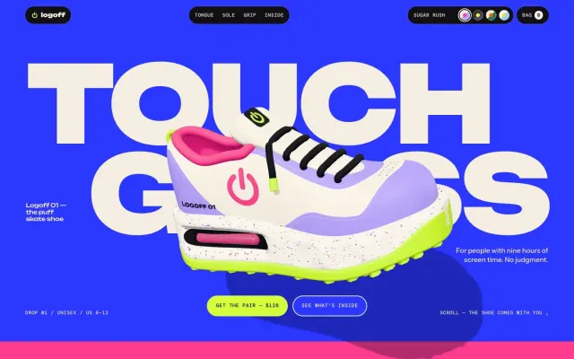 LOGOFF 01 — A 3D Sneaker You Scroll Apart design preview