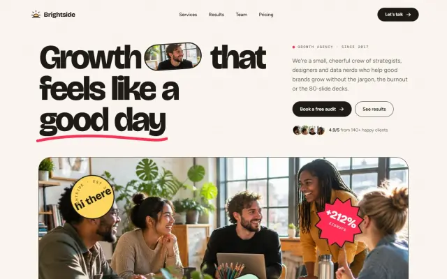 Brightside — A Friendly Growth Agency design preview