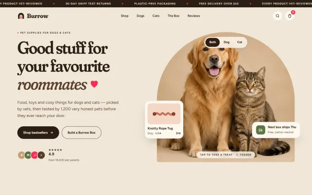 Burrow — A Pet Supplies Store design preview
