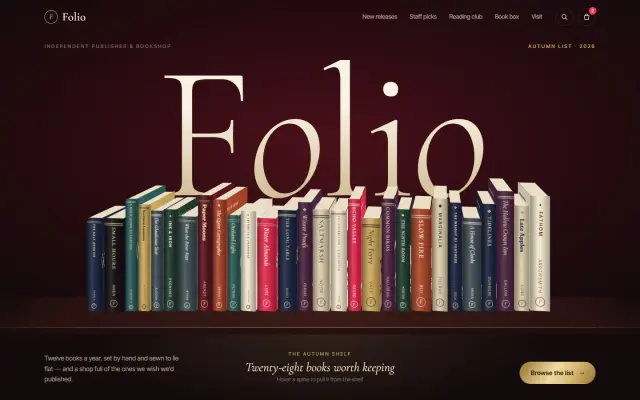 Folio — A Publisher & Bookshop design preview