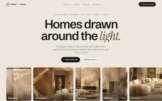 Hollow & Hearth — A Bespoke Architecture Studio design preview
