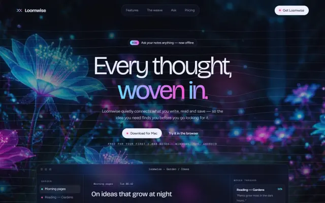 Loomwise — An AI Notes App design preview