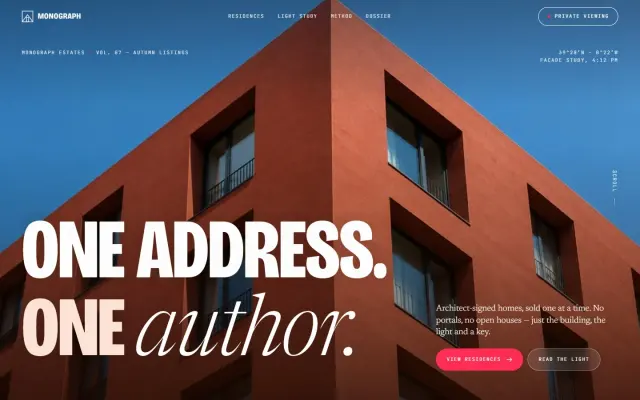 Monograph Estates — Luxury Real Estate design preview