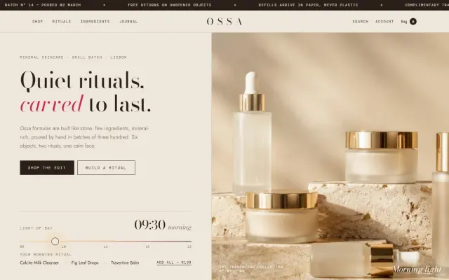 Ossa — An Editorial Skincare Store design preview