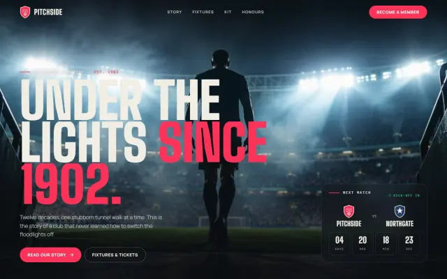 Pitchside — A Football Club's Story design preview