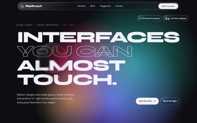 Refract — A Studio Built on Liquid Glass design preview