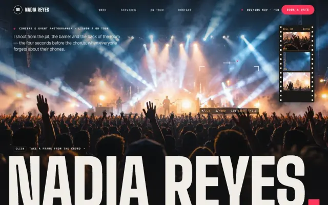 Nadia Reyes — A Concert Photographer design preview