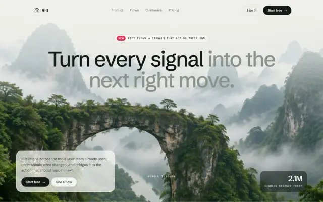 Rift — AI That Links Signals to Action design preview