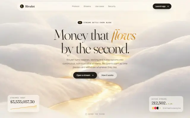 Rivulet — Streaming Payments design preview