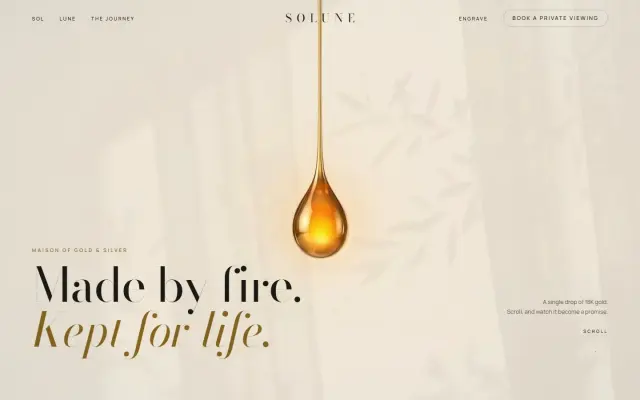 SOLUNE — Gold & Silver, Made by Fire, Kept for Life design preview