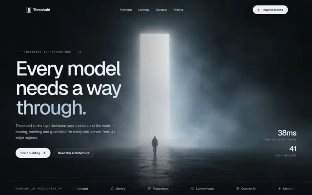 Threshold — AI Infrastructure Through the Doorway design preview