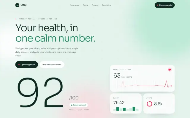Vital — A Patient Health Portal design preview